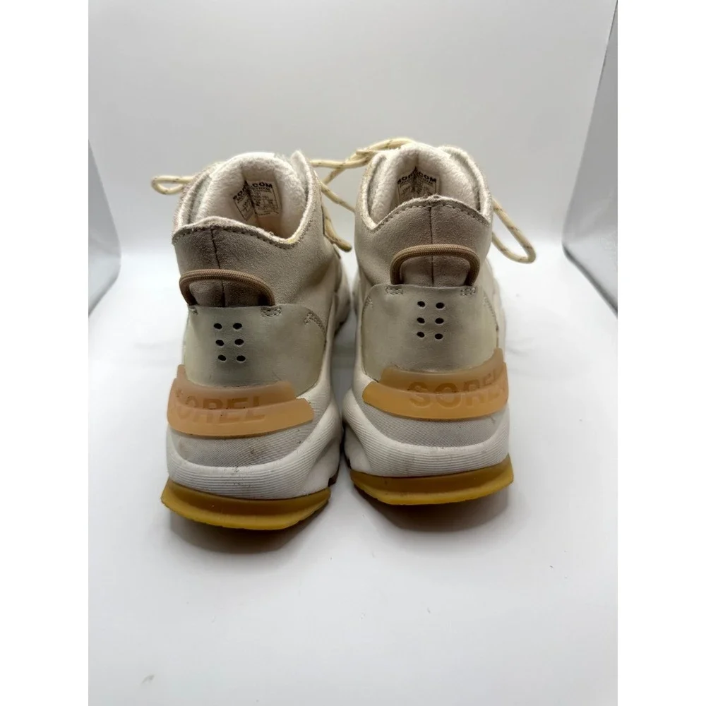 Sorel Kinetic RNEGD Caribou Women 7 Chalk Canoe Faux Fur Waterproof Sneaker Boot
